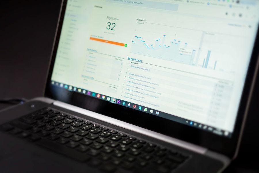 Analytics dashboard shown on a laptop screen