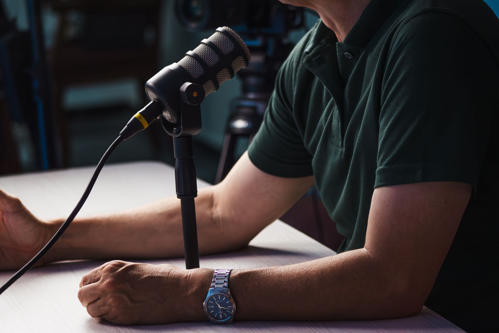 Recording with a microphone in a studio